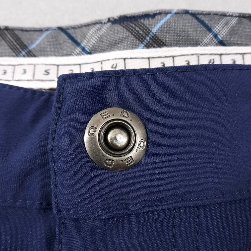 QED Style Shorts Mens Size 38 x 10 Navy Blue Nylon Blend Chino Flat Front Golf